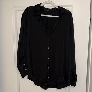 Zara Button Down Silk V-Neck